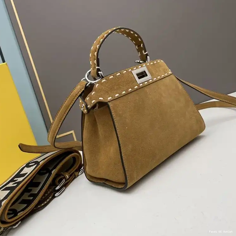 Affordable Fendi Iconic Bag Brown Suede Peekaboo In Mini Stitching 0324 HOT SALE